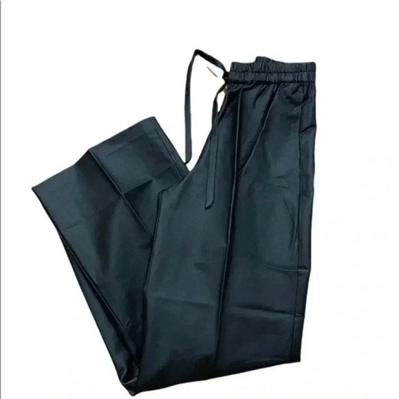 Zara Black High Waisted Waxed Effect Wide Leg Pants XS - Picture 5 of 7
